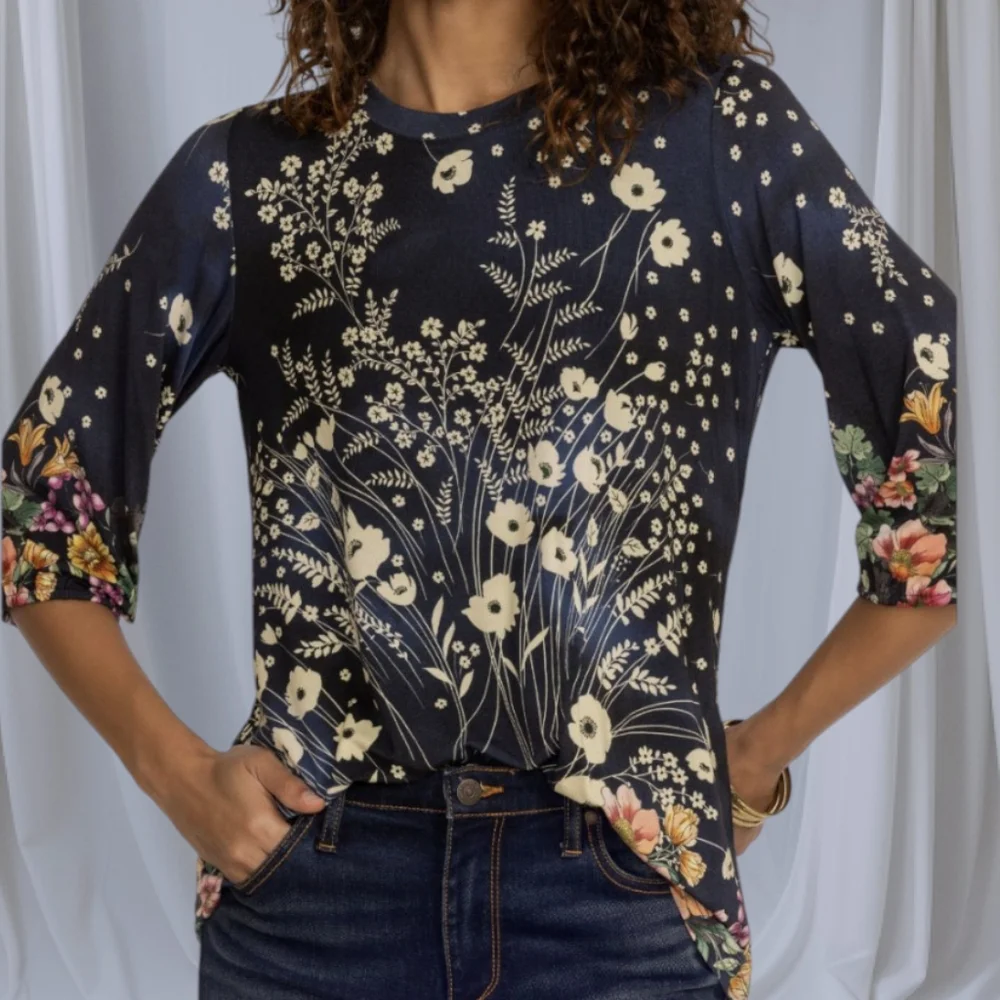 JOHNNY WAS The Janie Favorite Floral Puff Sleeve Top ~ NWT